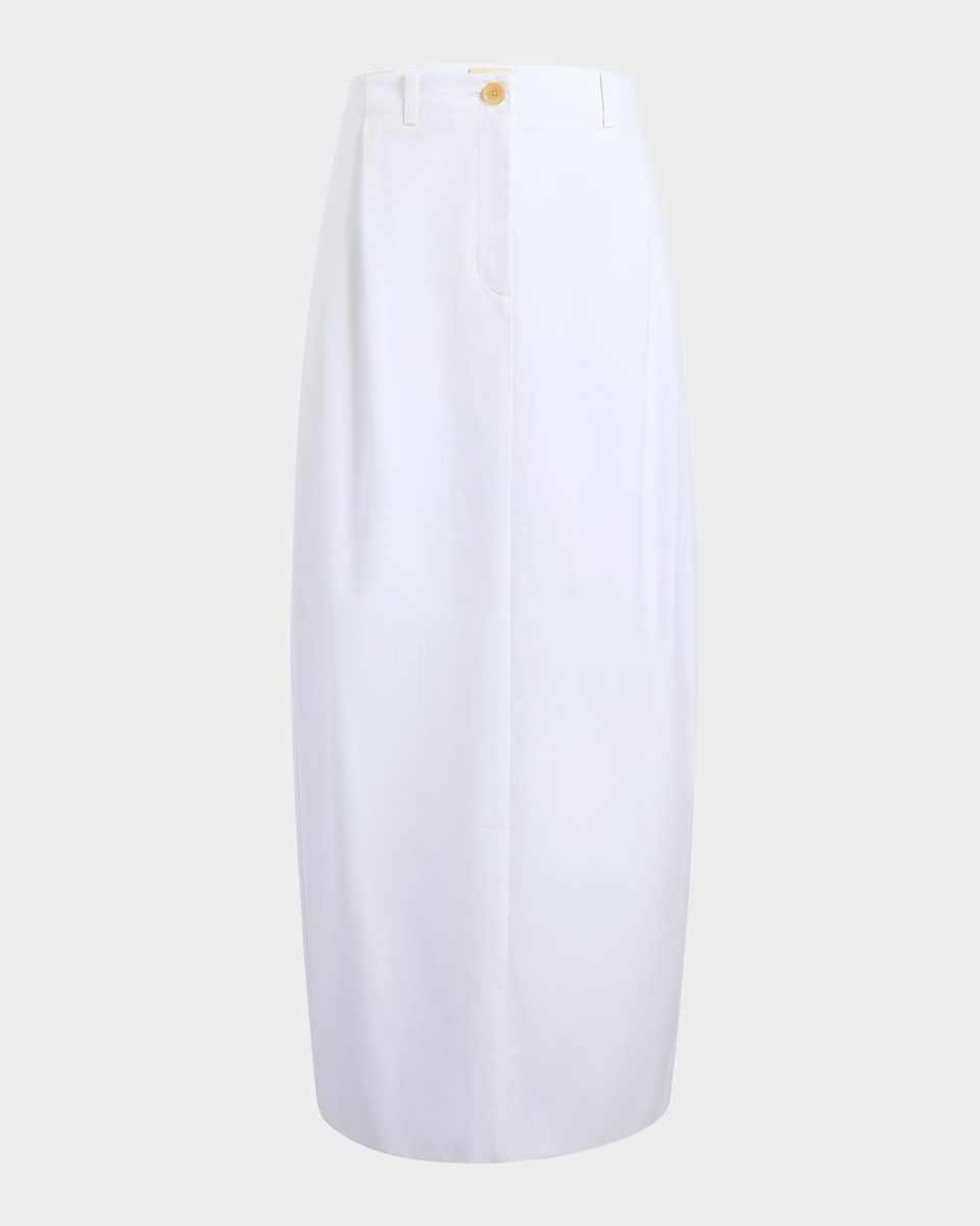 Lucian Double-Pleated Tapered Maxi Skirt